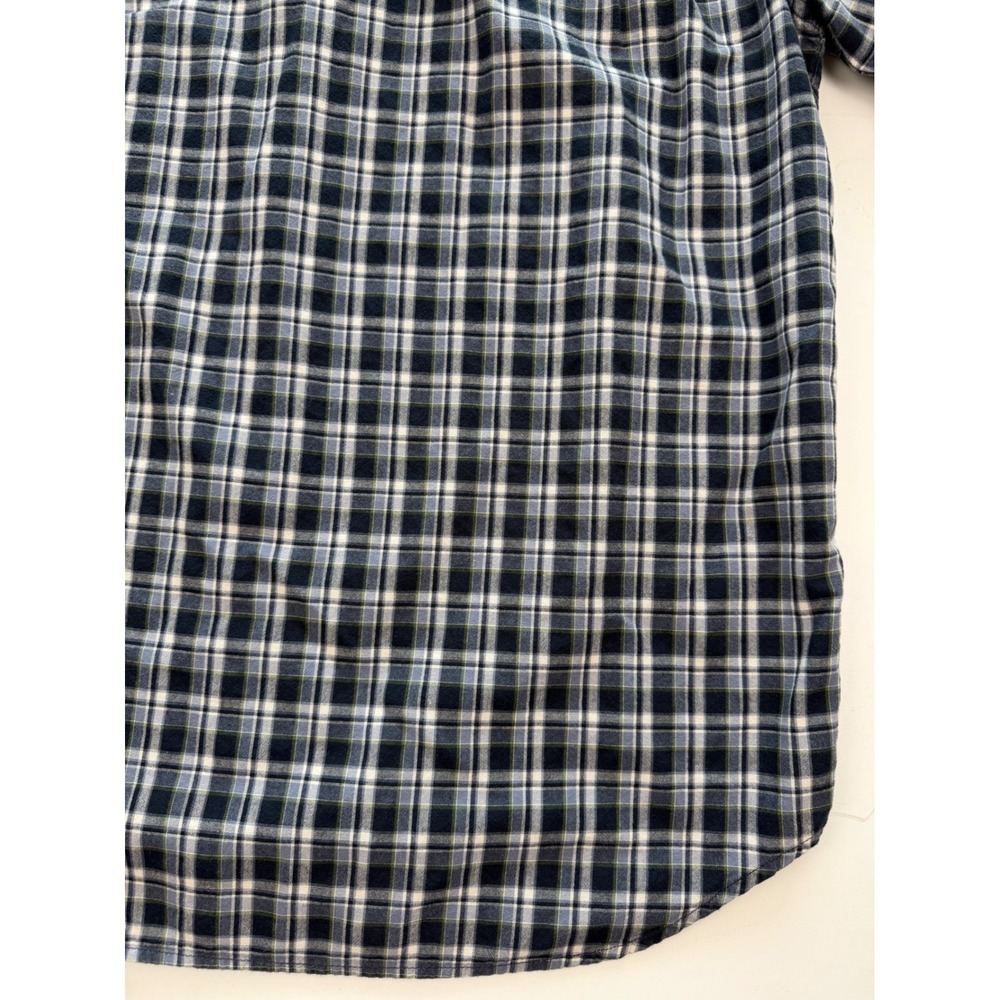 Carhartt Mens Large Relaxed Fit Plaid Blue Green Short Sleeve Button Up Shirt - Picture 12 of 13